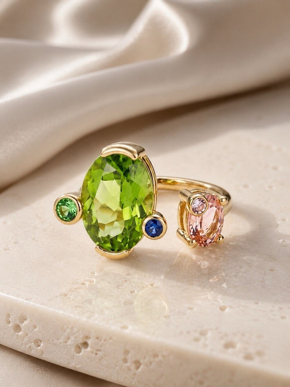 Modern Art Museum Ring Dopamine Gold Gemstone Sz 8 9 Bomb Party Boho Candy Fairy